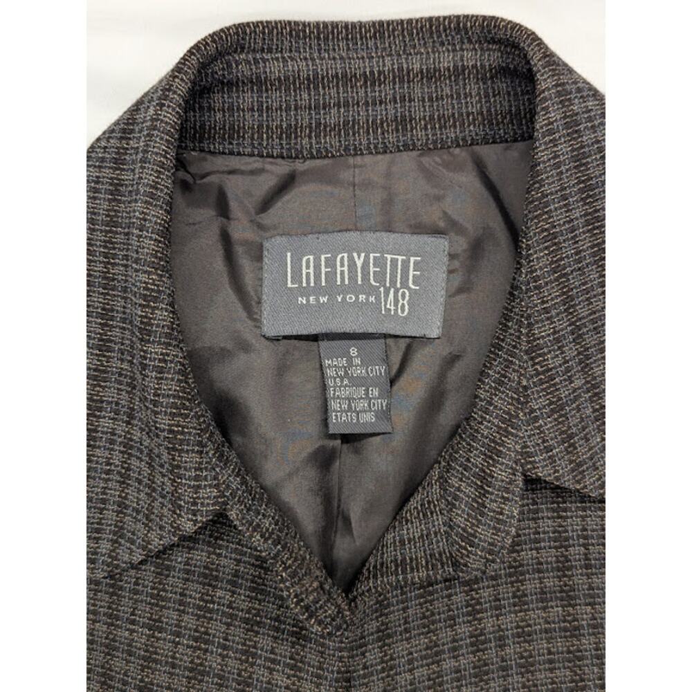 Lafayette 148 Vintage 100% wool patterned brown Jacket business Womens Sz 8 - Picture 3 of 10